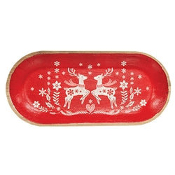 Yuletide Reindeer Oval Wooden Tray