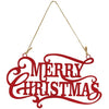 Merry Christmas Red Metal Hanging Sign