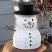 Distressed Painted Metal Top Hat Snowman