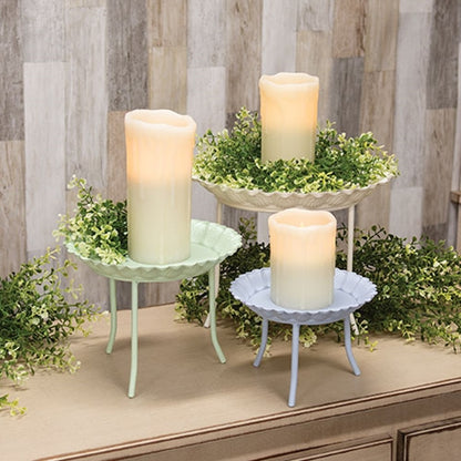 3/Set - Pastel Metal Sunflower Standing Candle Trays