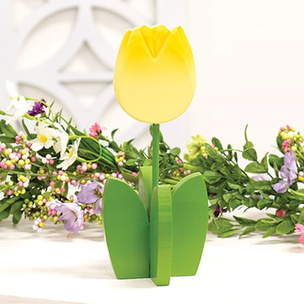 Yellow Wooden Dimensional Tulip Sitter