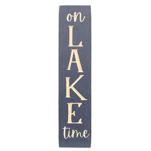 On Lake Time Vertical Engraved Sign, 24