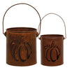 2/Set, Rusty Metal Pumpkin Cutout Buckets