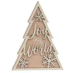 3/Set, Glittered Wooden Joy to the World & Snowflake Christmas Tree Sitters