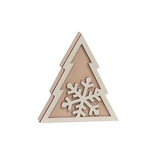 3/Set, Glittered Wooden Joy to the World & Snowflake Christmas Tree Sitters