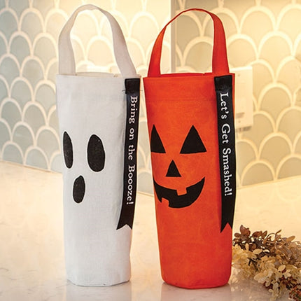 Halloween Friends Canvas Wine Bag, 2 Asstd.