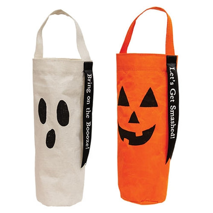 Halloween Friends Canvas Wine Bag, 2 Asstd.