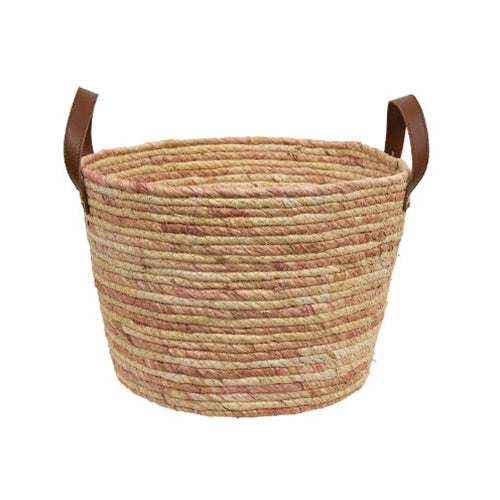 3/Set - Woven Natural and Rose Seagrass Baskets