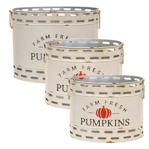 3/Set, Farm Fresh Pumpkins Oval Buckets