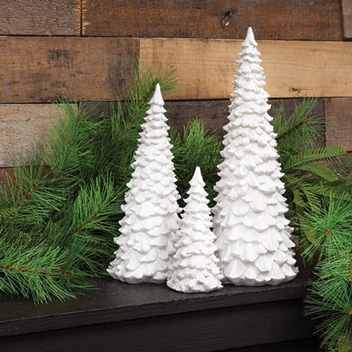 3/Set, Glittered White Resin Christmas Trees