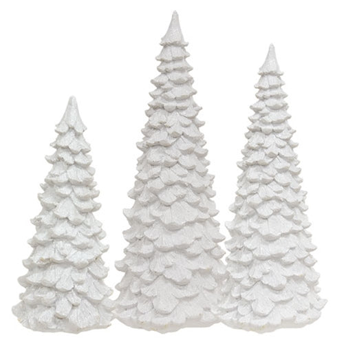 3/Set, Glittered White Resin Christmas Trees