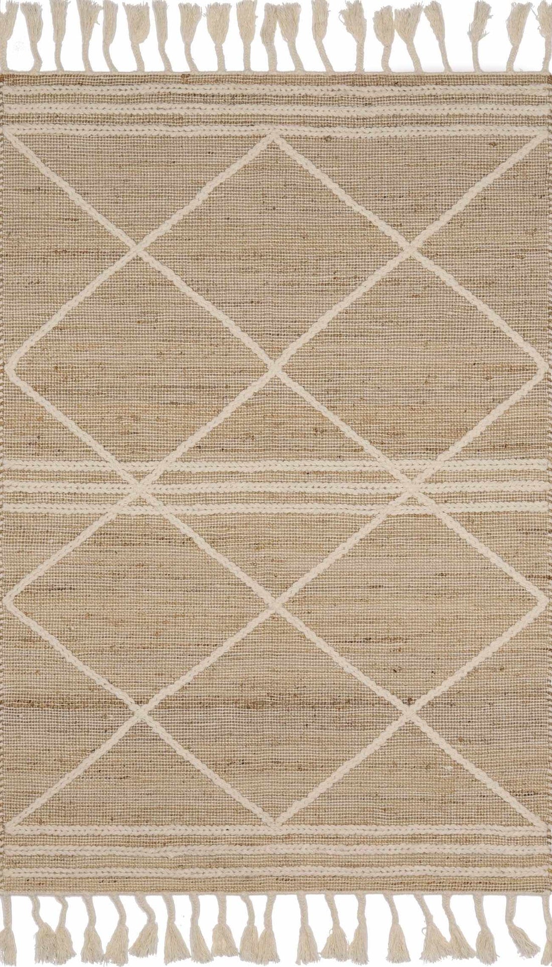 Gulnur Natural Jute&amp;Wool Trellis Rug - Clearance