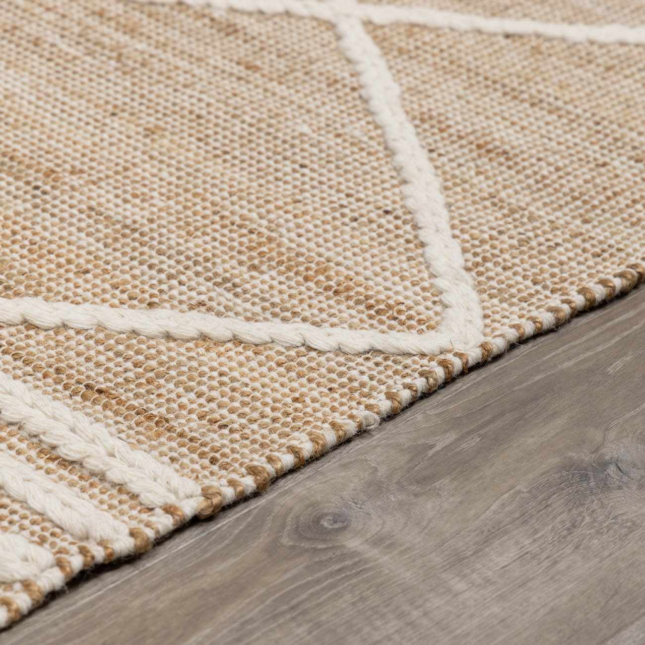 Gulnur Natural Jute&amp;Wool Trellis Rug - Clearance
