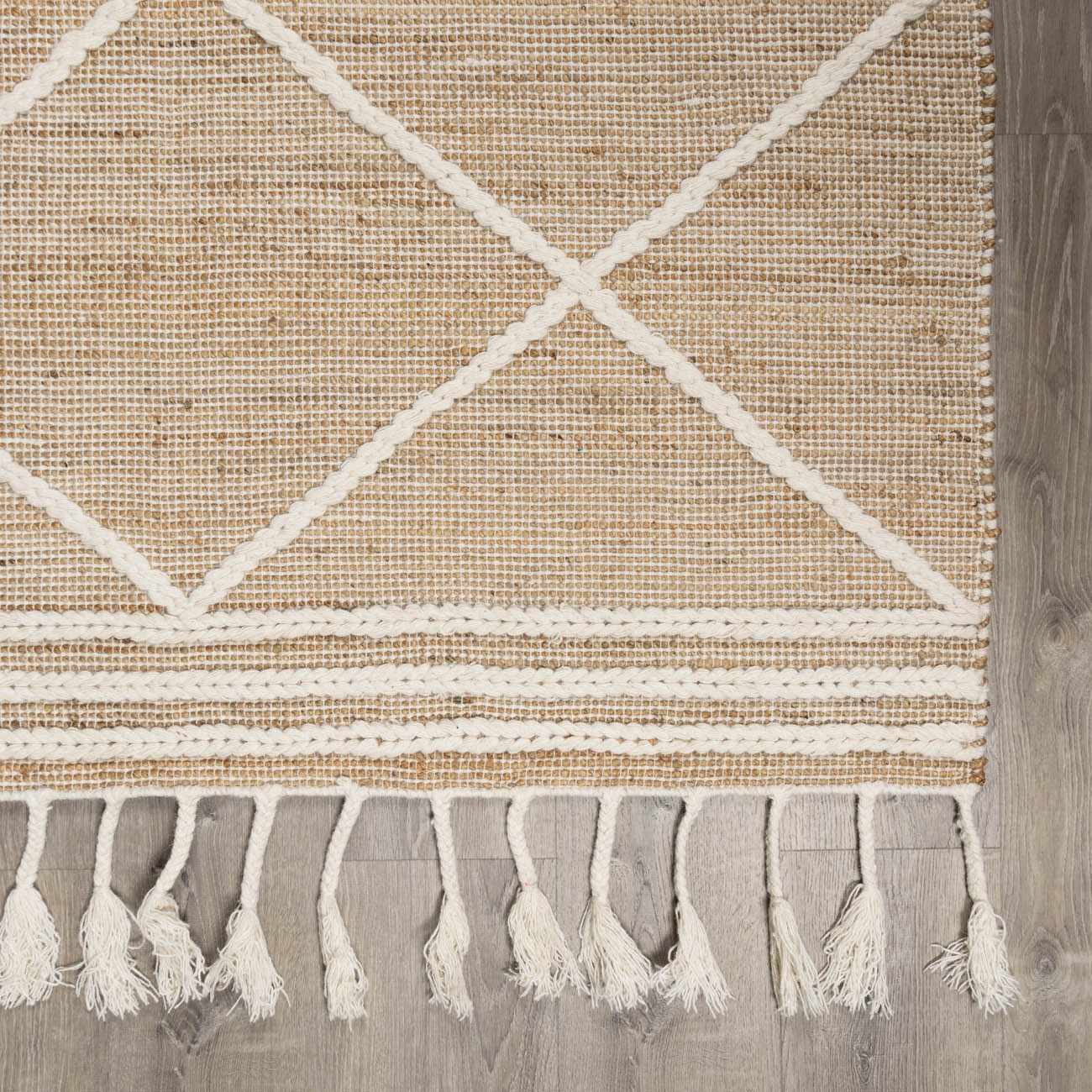Gulnur Natural Jute&amp;Wool Trellis Rug - Clearance