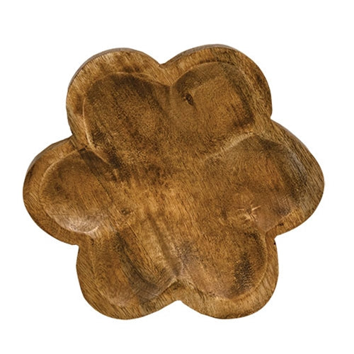 Carved Look Wooden Daisy Tray - 8&quot;