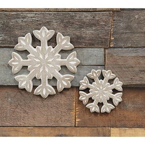 2/Set, Rustic White Wooden Snowflakes