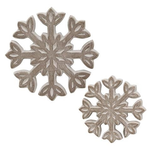 2/Set, Rustic White Wooden Snowflakes