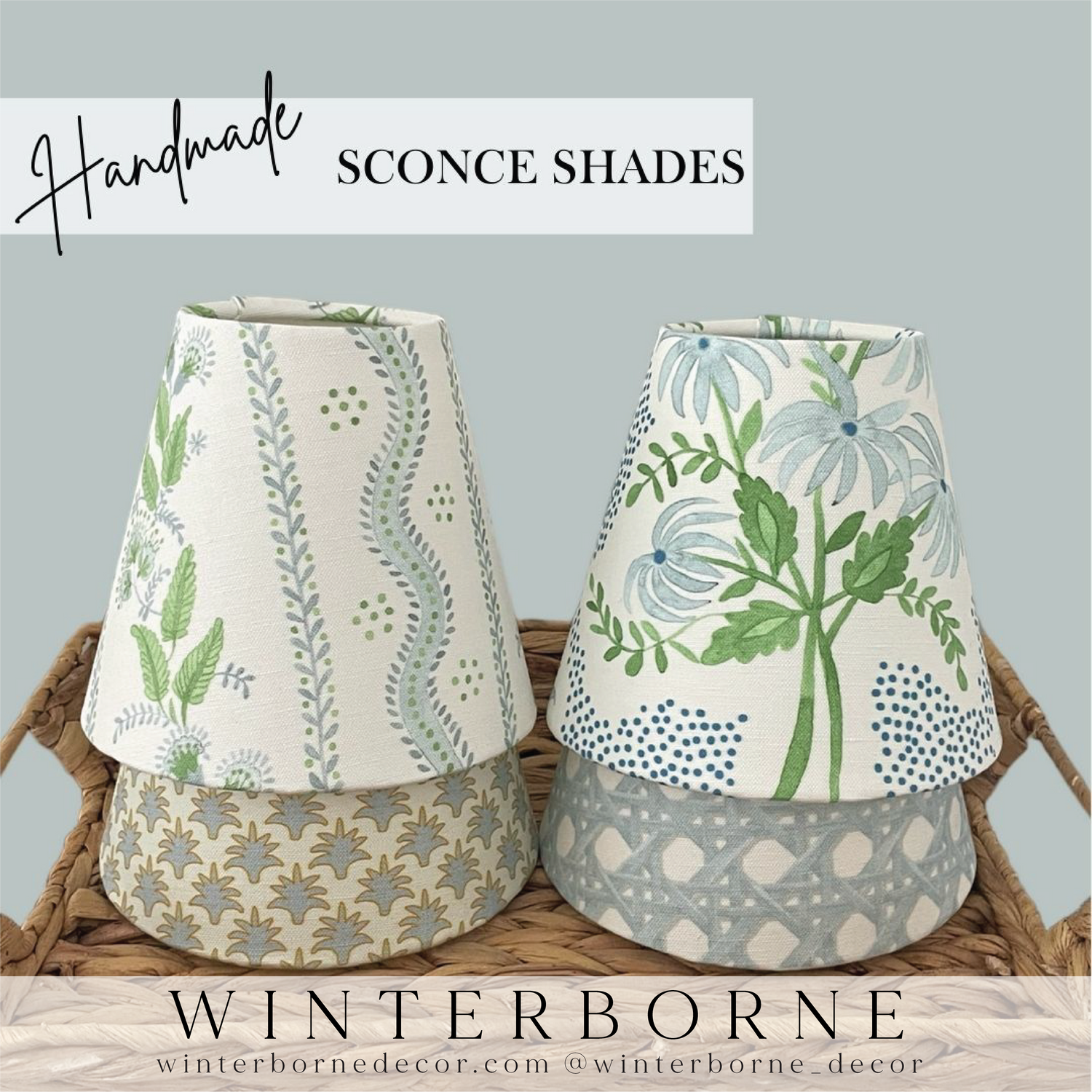 Blue Striped Sconce Shade in Dottie