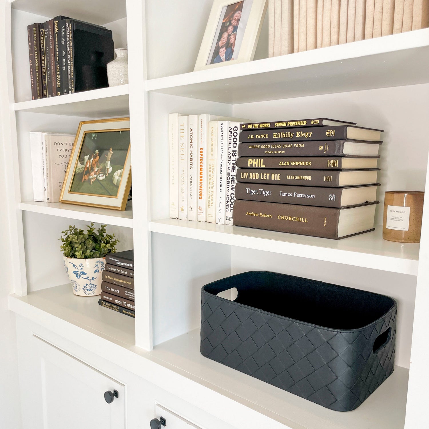 Leather Woven Bin