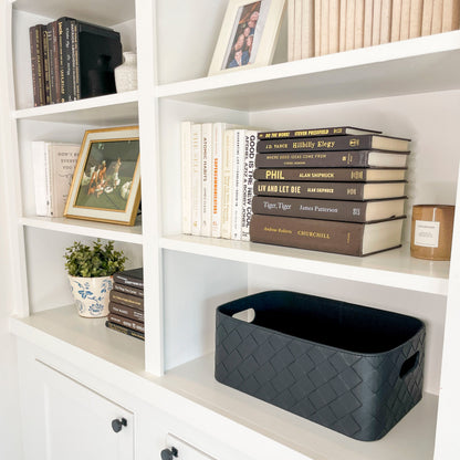 Leather Woven Bin