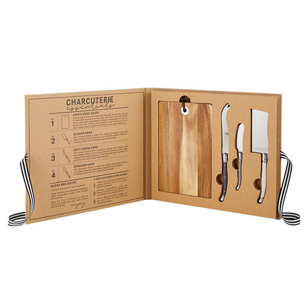 Wood Cheese Board Set Book Box - Good Food Good Mood