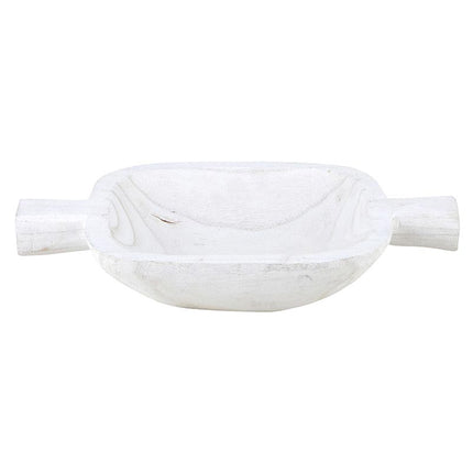 Paulownia Wood Double Handle Bowl - White