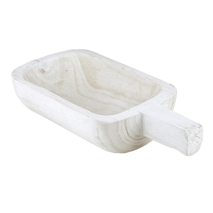 Paulownia Wood Single Handle Bowl - White