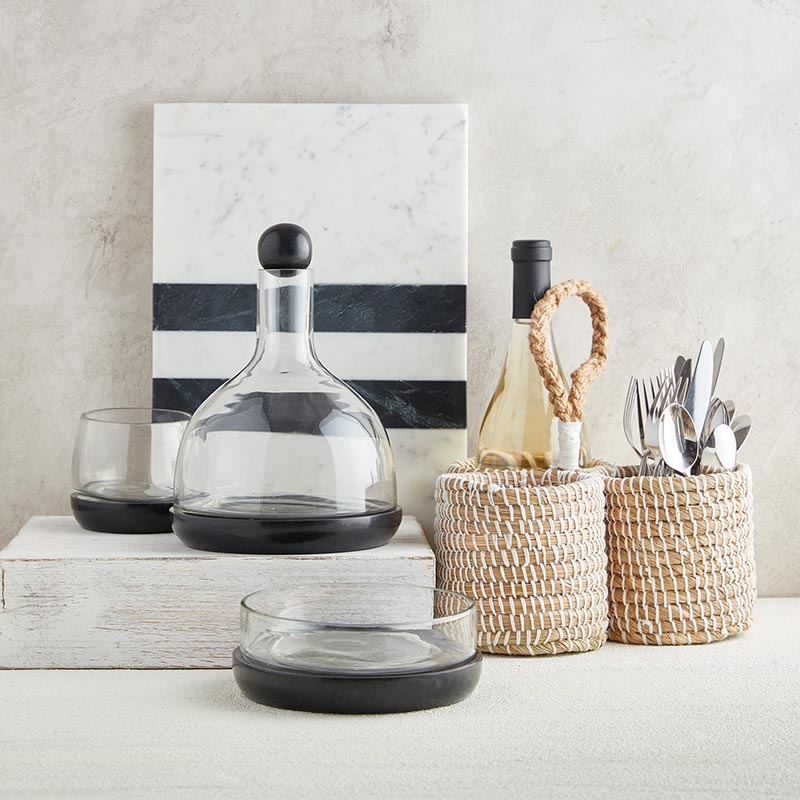 Small Black Marble & Glass Bowl