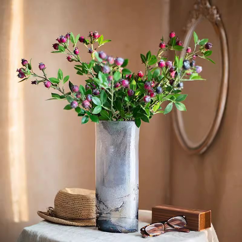 Artificial Fruit Alpine Blueberry Stem 22.4" Tall Silk Plant