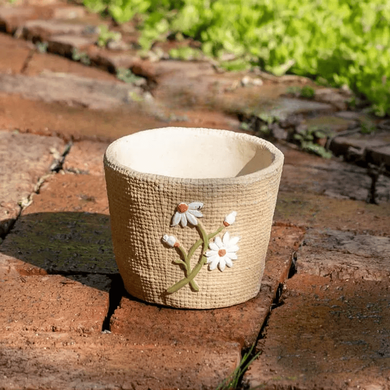 Daisy Garden Cement Planter