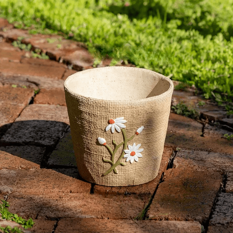 Daisy Garden Cement Planter