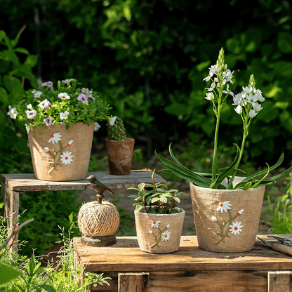 Daisy Garden Cement Planter