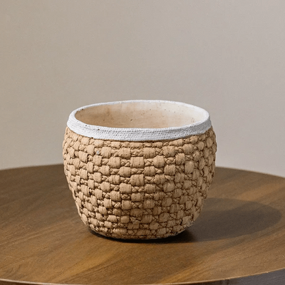 Woven Rattan Cement Planter