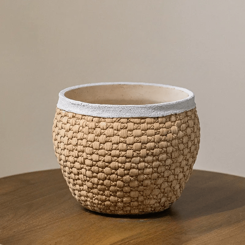 Woven Rattan Cement Planter