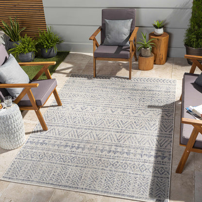 Novato Gray All Over Pattern Performance Outdoor Rug - Clearance