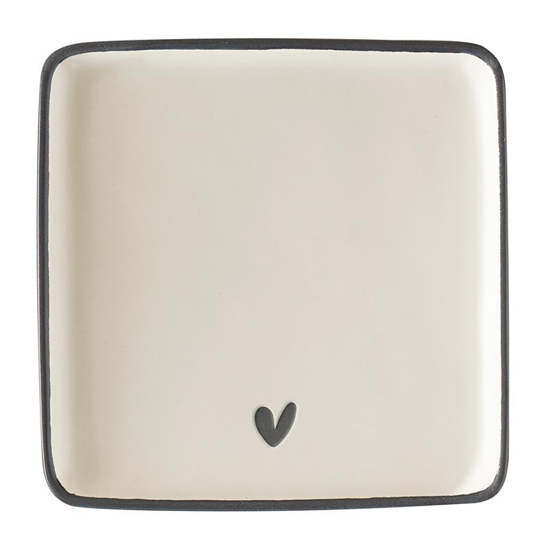 Square Ceramic Plates - Heart - Set of 4