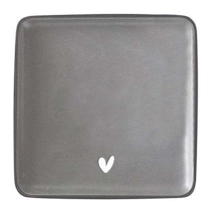 Square Ceramic Plates - Heart - Set of 4