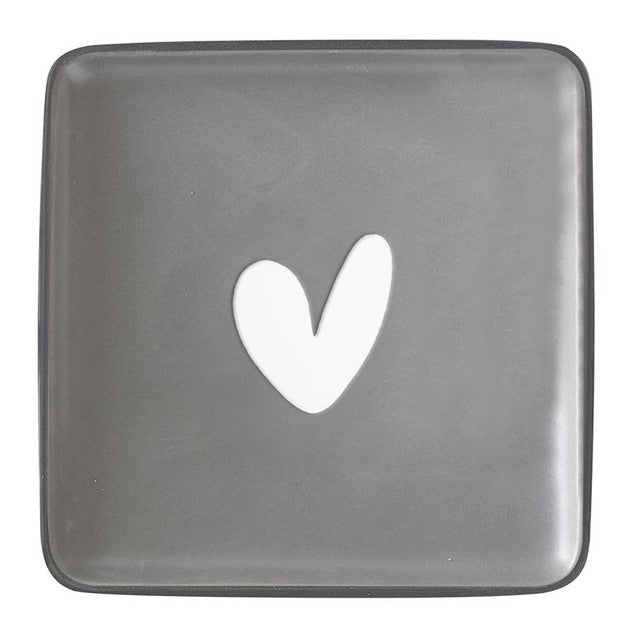 Square Ceramic Plates - Heart - Set of 4