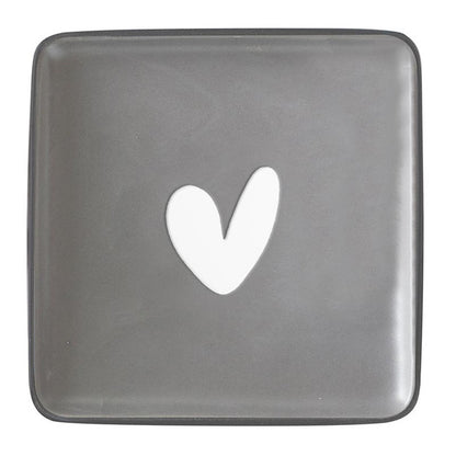 Square Ceramic Plates - Heart - Set of 4