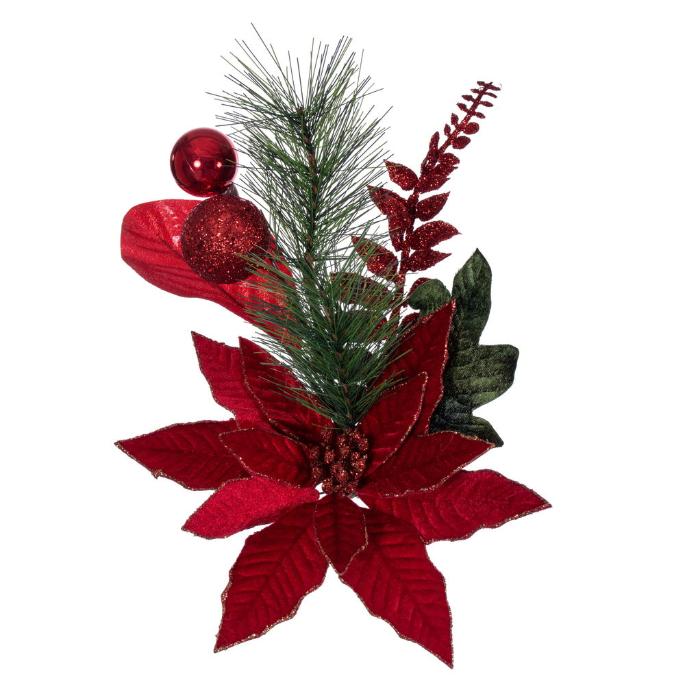 Poinsettia Ball and Fern Decorated Garland