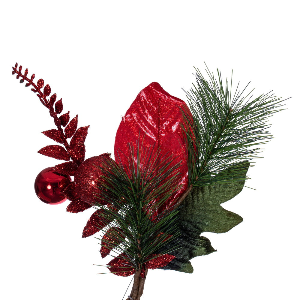 Poinsettia Ball and Fern Decorated Garland