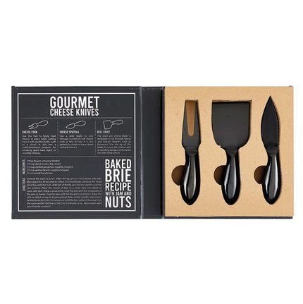 Black Gourmet Cheese Knives Book Box - Cheese Formaggio