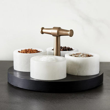 Wood + Alabaster Condiment Stand