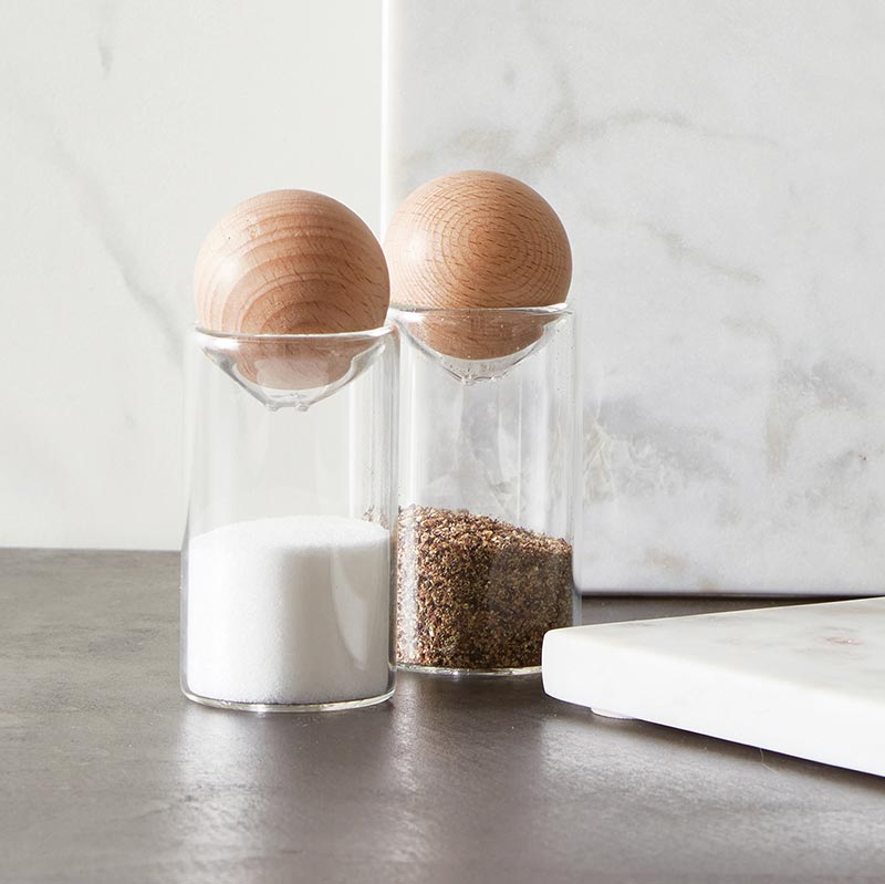 Glass Salt + Pepper Shakers