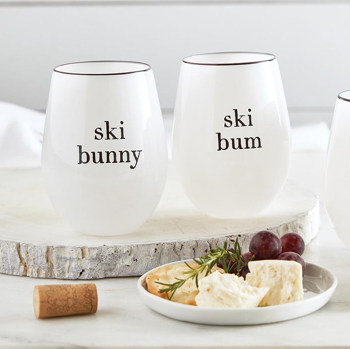 Wine Glass - Ski Bunny/Ski Bum Set