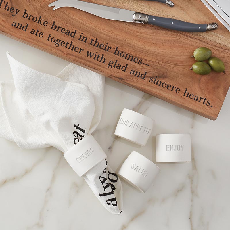 Ceramic Napkin Rings - Bon Appetit - Set of 4