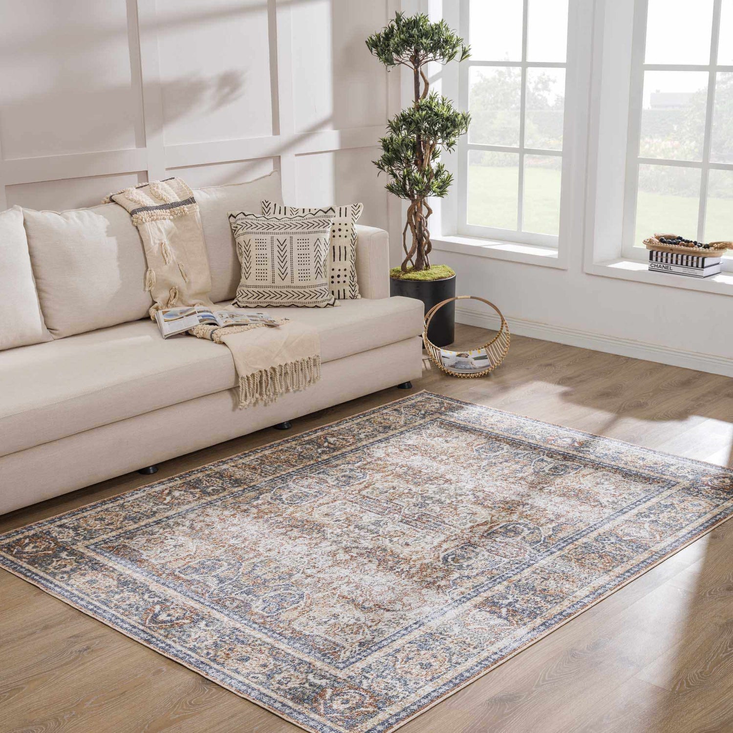Arias Blue Flat Pile Washable Rug