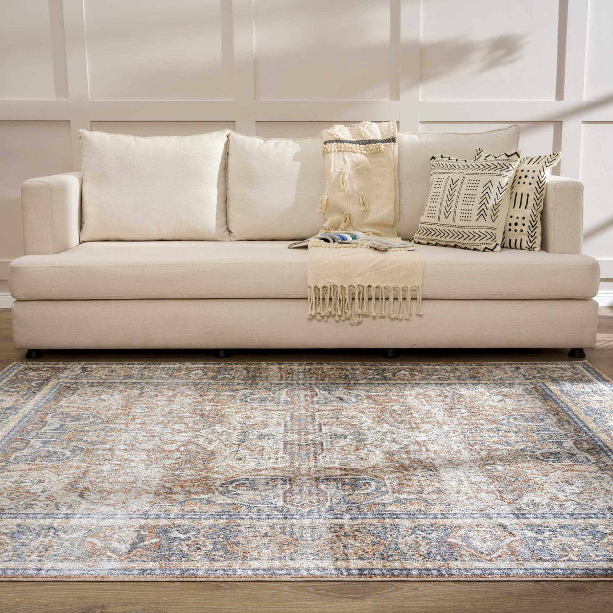 Arias Blue Flat Pile Washable Rug