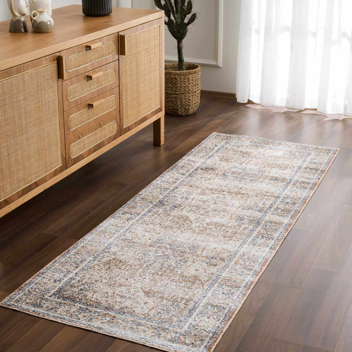 Arias Blue Flat Pile Washable Rug