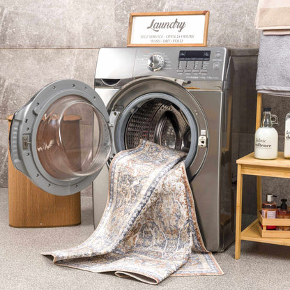 Arias Blue Flat Pile Washable Rug